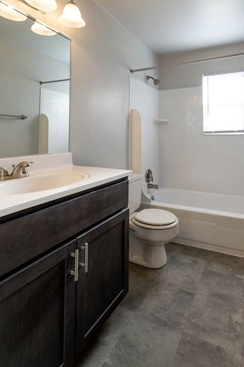 Bathroom With Adequate Storage at McDonogh Village Apartments & Townhomes, Randallstown, MD, 21133